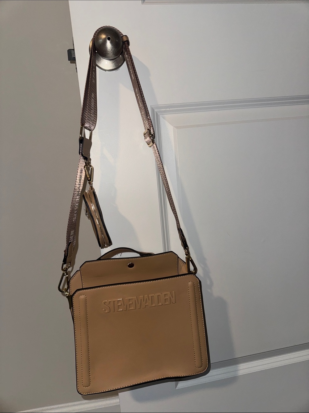 Steve Madden Evelyn Brown Square Leather Crossbody